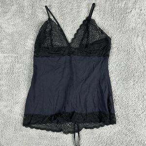 The Escante Collection Women's Chemise Teddy Lingerie Top 3X Black Corset Lace